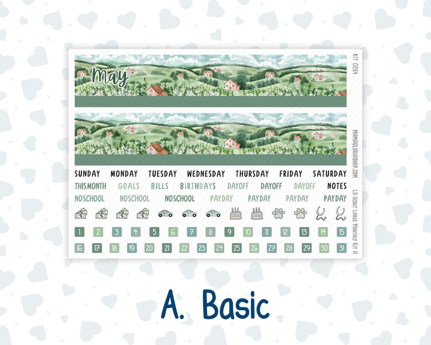 Kit 0264 - Laurel Denise The Scout Planner Large - Monthly Kit - May - Spring Walk