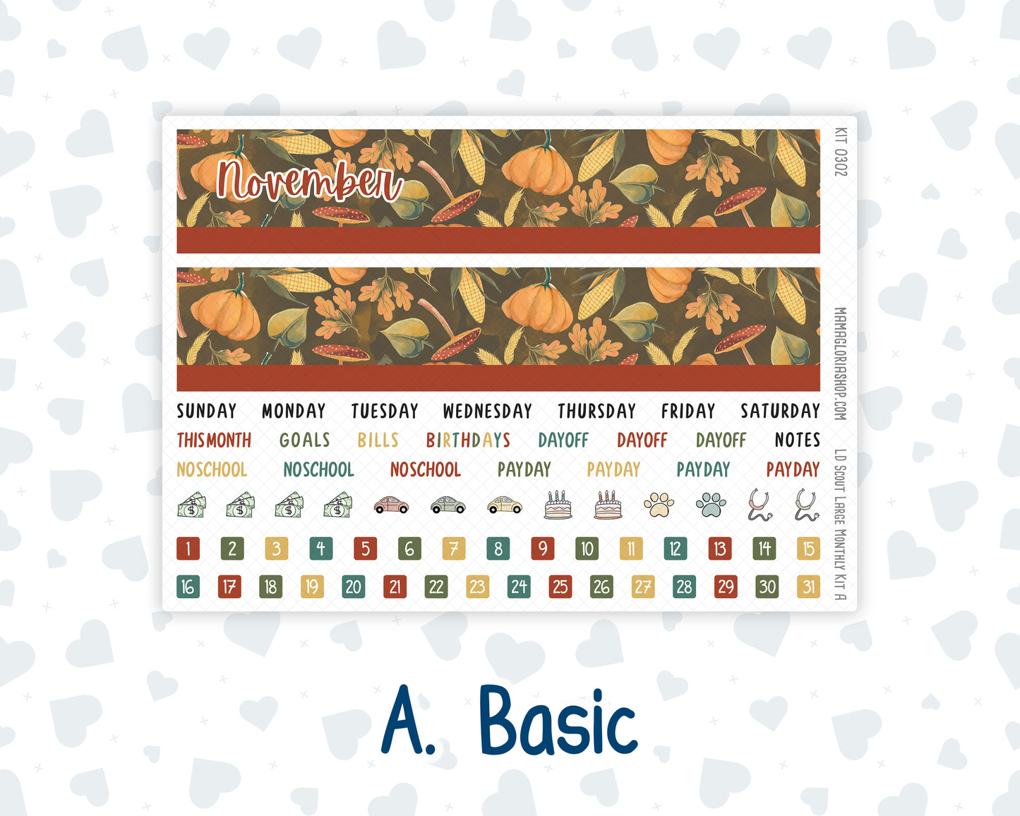 Kit 0302 - Laurel Denise The Scout Planner Large - Monthly Kit - November - Thankful Season