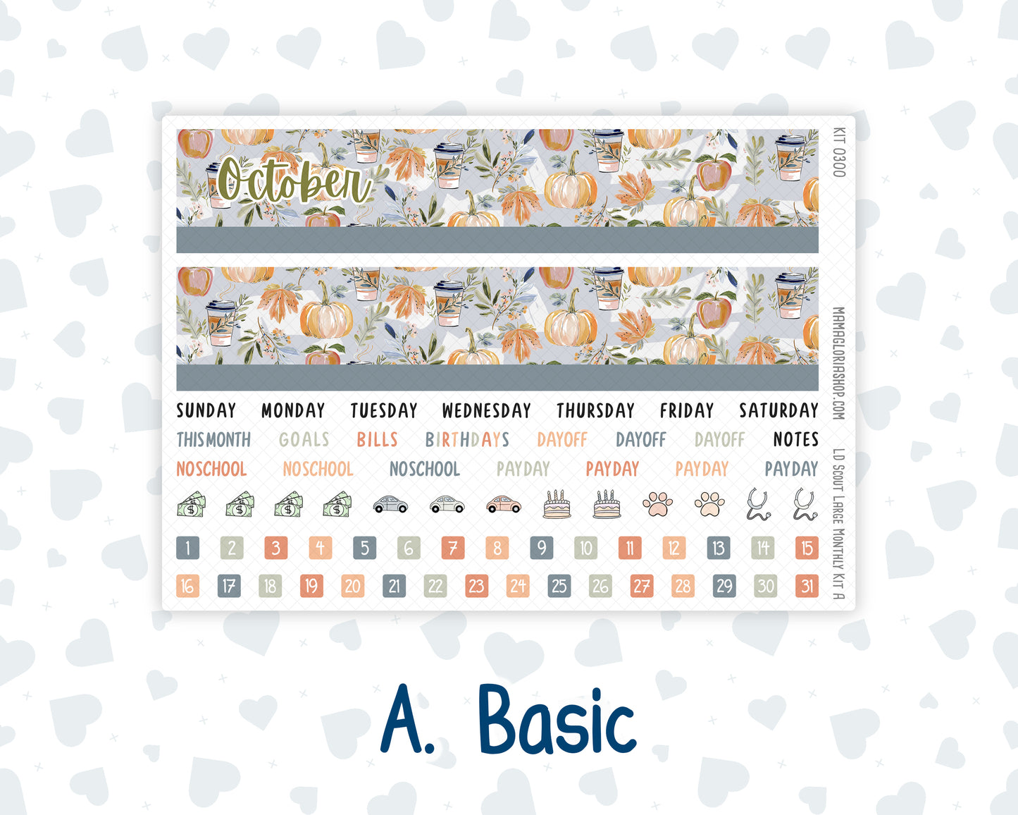 Kit 0300 - Laurel Denise The Scout Planner Large - Monthly Kit - October - Autumn Stroll