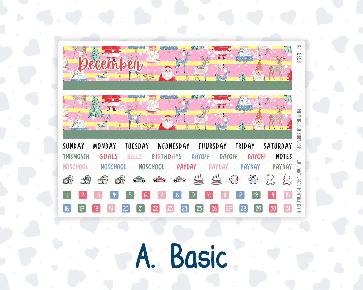Kit 0306 - Laurel Denise The Scout Planner Large - Monthly Kit - December - Jolly Mischief