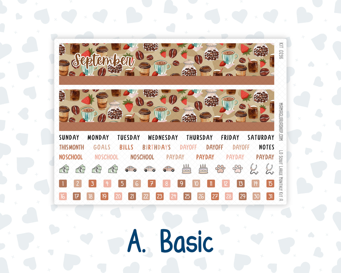 Kit 0296 - Laurel Denise The Scout Planner Large - Monthly Kit - September - Coffee Break