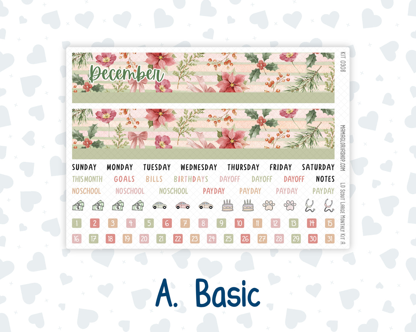 Kit 0308 - Laurel Denise The Scout Planner Large - Monthly Kit - December - Knit & Holly