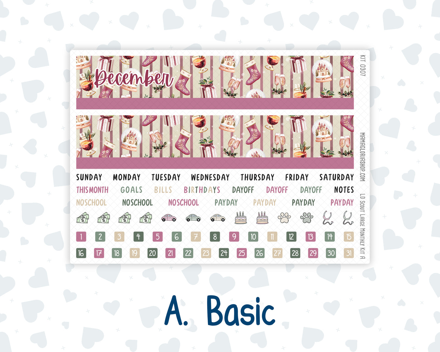 Kit 0307 - Laurel Denise The Scout Planner Large - Monthly Kit - December - Velvet Hearth