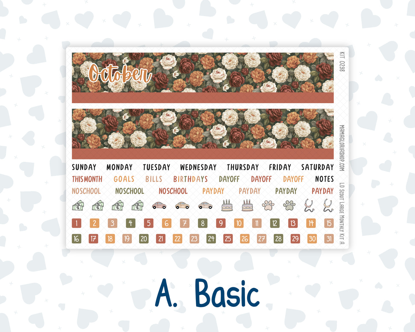 Kit 0298 - Laurel Denise The Scout Planner Large - Monthly Kit - October - Velvet Bloom