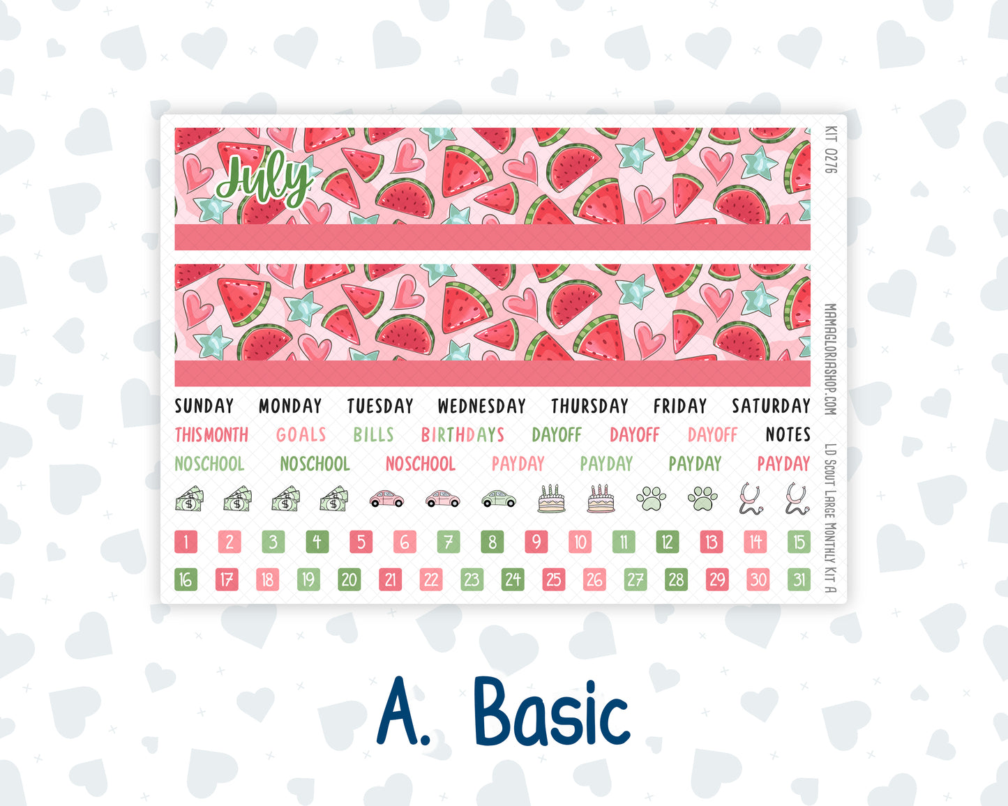 Kit 0276 - Laurel Denise The Scout Planner Large - Monthly Kit - July - Melon Crush