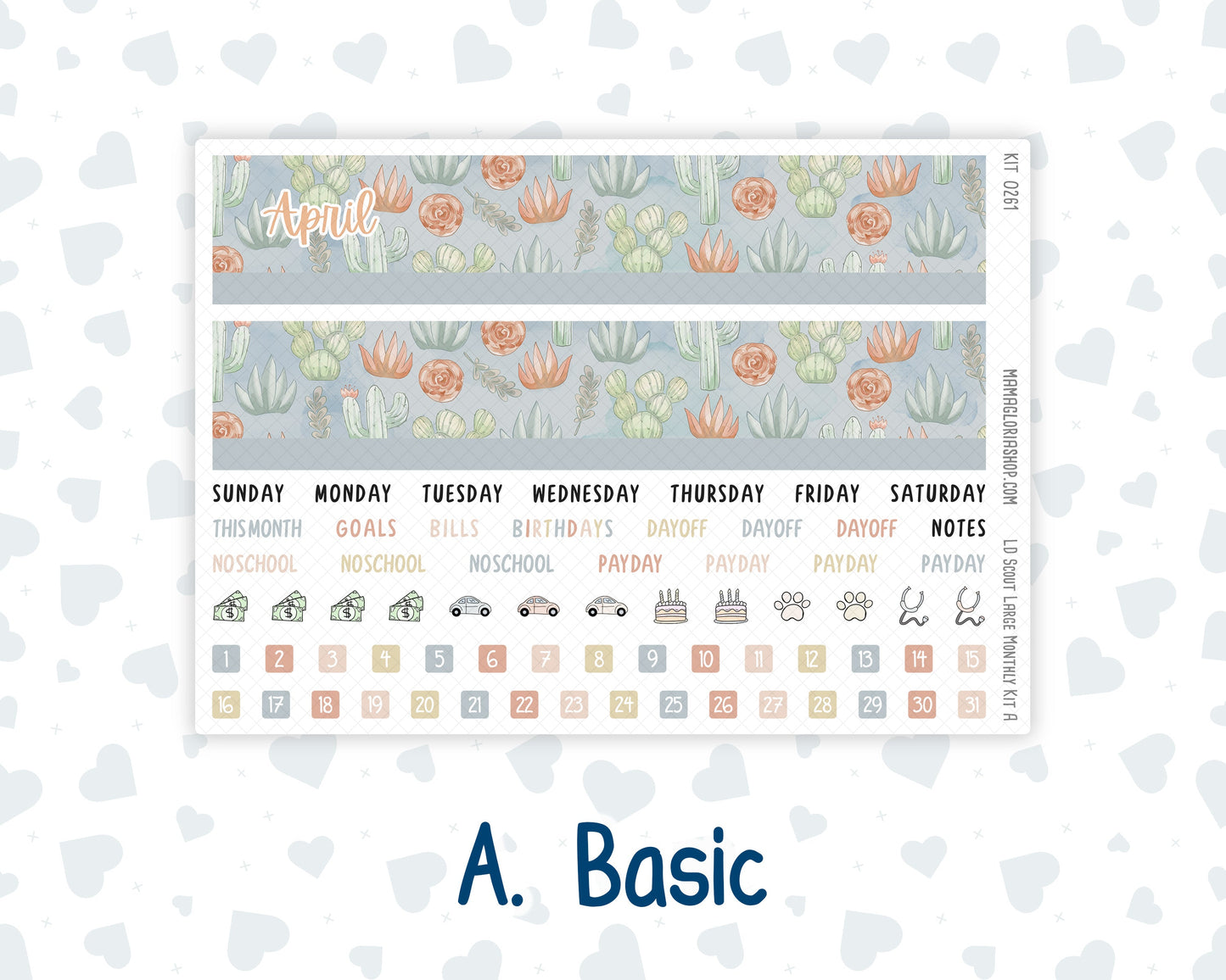 Kit 0261 - Laurel Denise The Scout Planner Large - Monthly Kit - April - Llama Spring