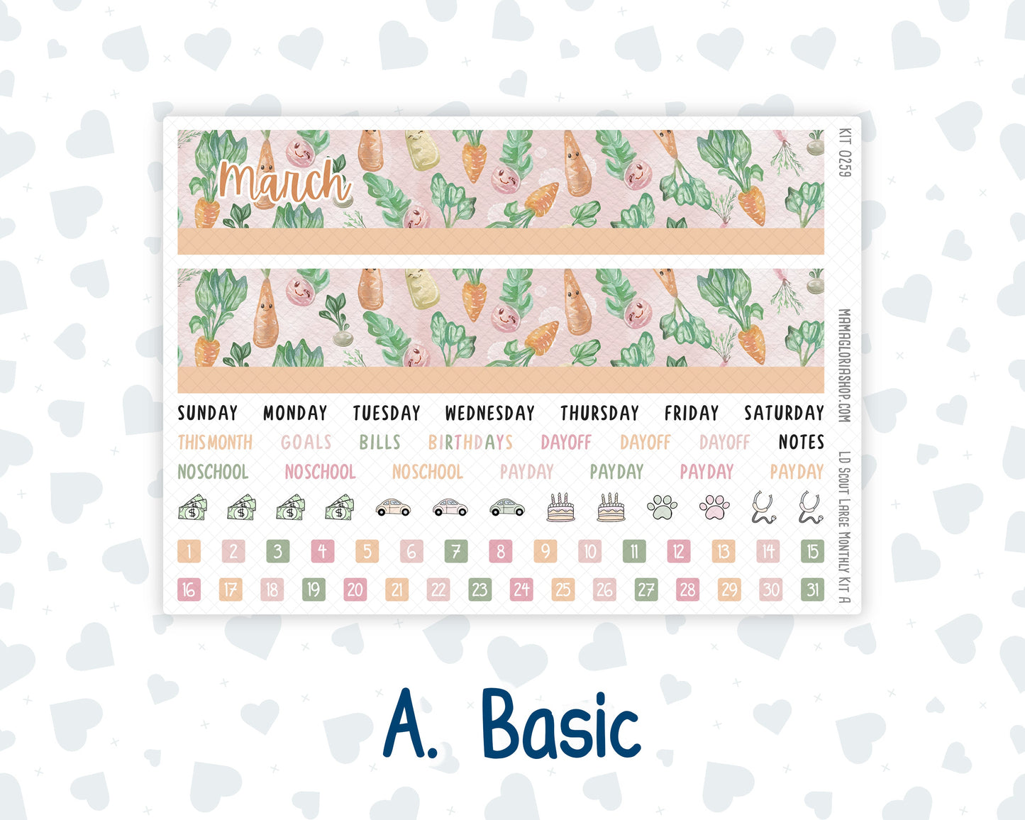Kit 0259 - Laurel Denise The Scout Planner Large - Monthly Kit - March - Spring Garden Chores