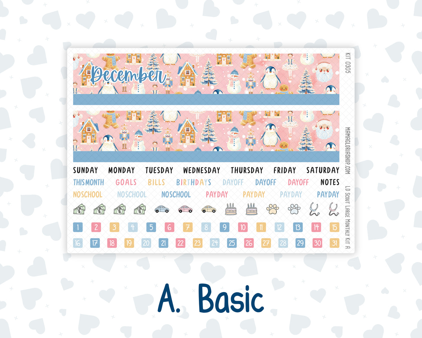 Kit 0305 - Laurel Denise The Scout Planner Large - Monthly Kit - December - Sugarplum Parade