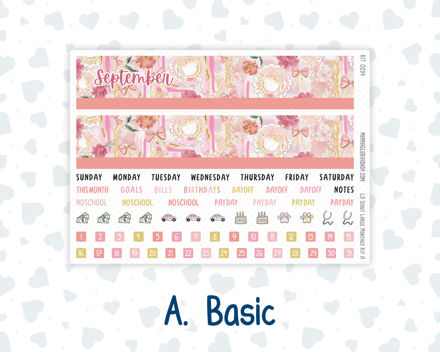 Kit 0294 - Laurel Denise The Scout Planner Large - Monthly Kit - September - Rosy Reveria