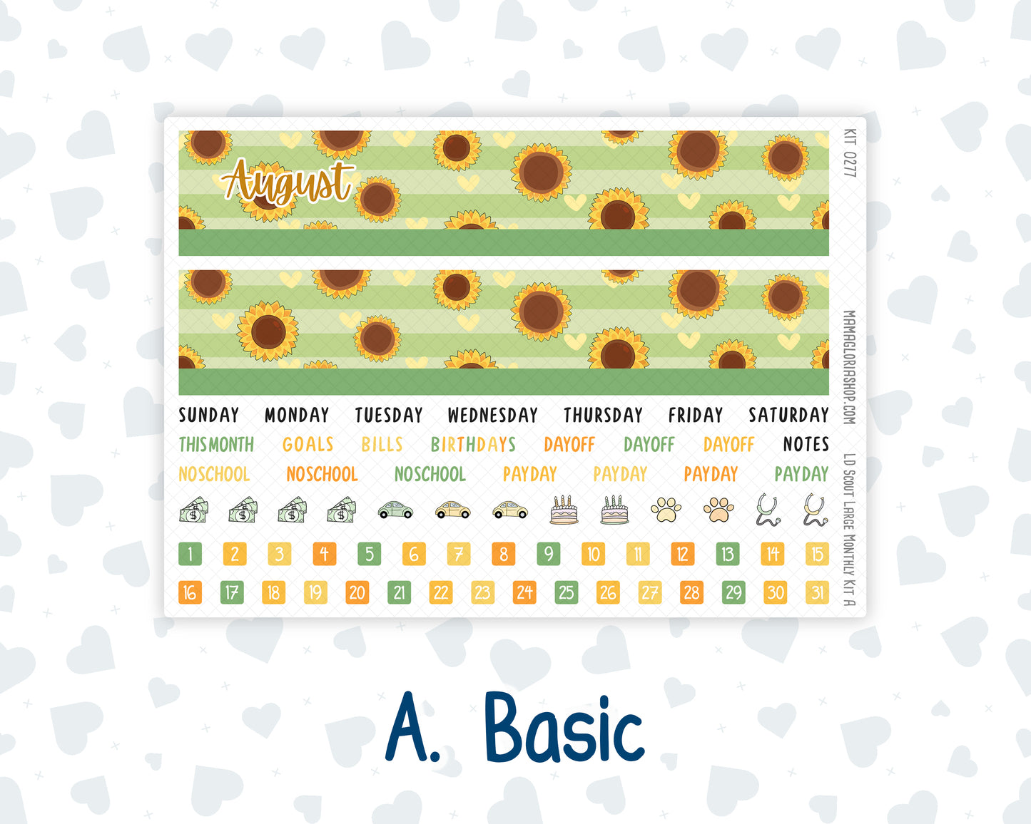 Kit 0277 - Laurel Denise The Scout Planner Large - Monthly Kit - August - Sunflower Drama Club