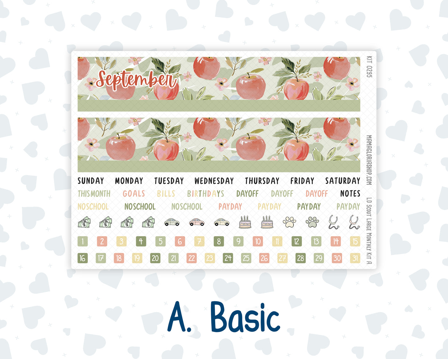 Kit 0295 - Laurel Denise The Scout Planner Large - Monthly Kit - September - Apple Harvest
