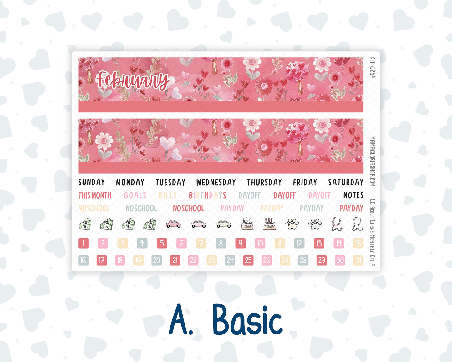Kit 0254 - Laurel Denise The Scout Planner Large - Monthly Kit - February - Valentine Village