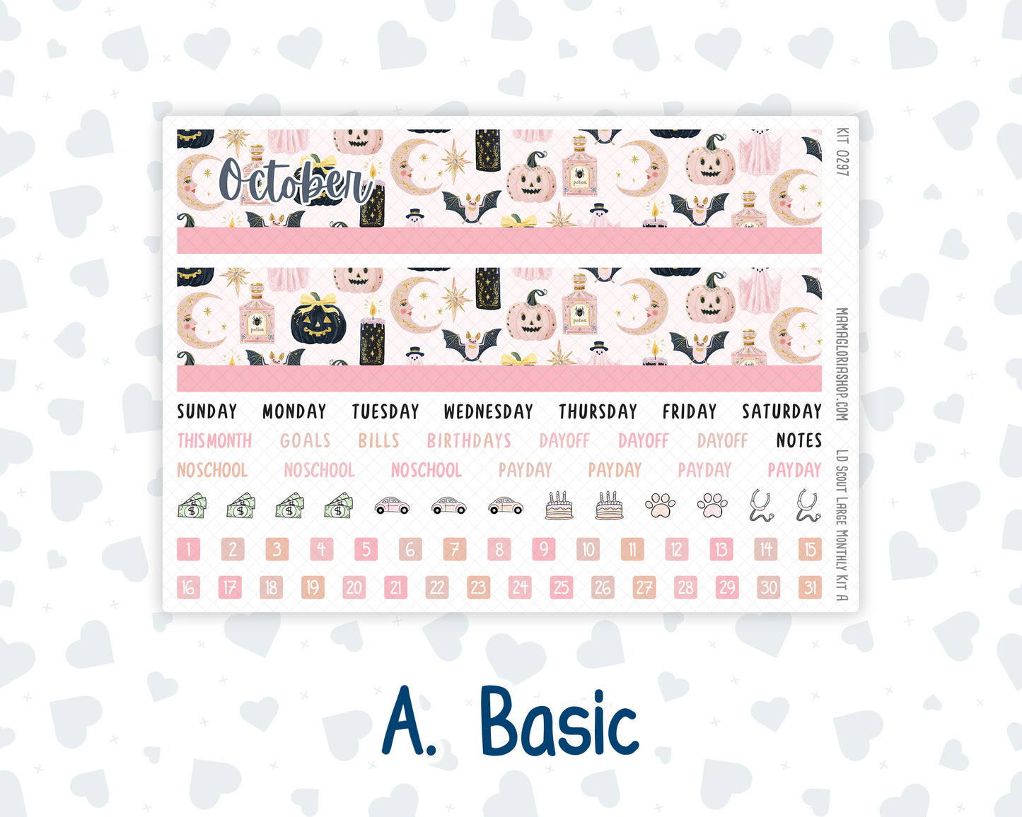 Kit 0297 - Laurel Denise The Scout Planner Large - Monthly Kit - October - Pink Spell