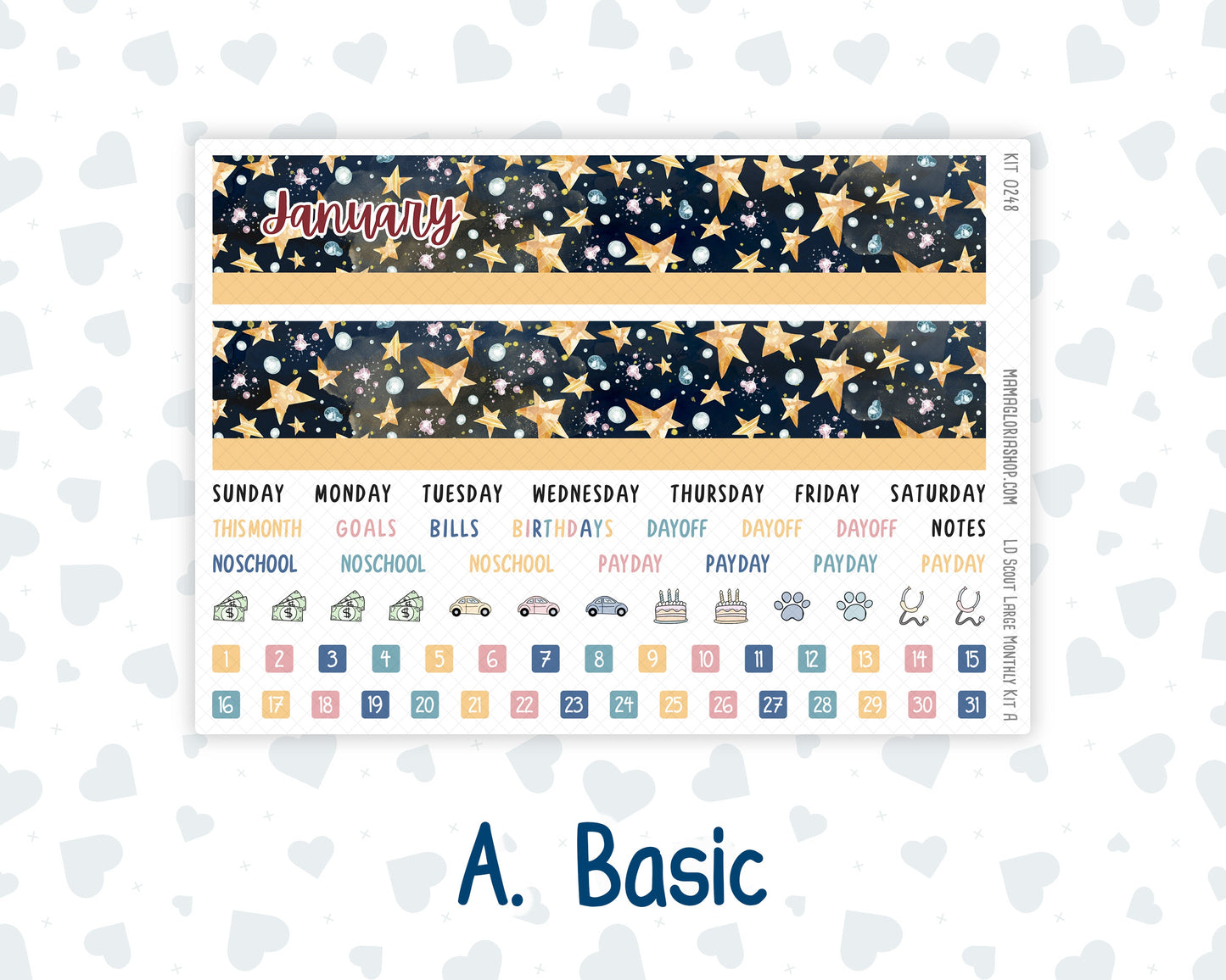 Kit 0248 - Laurel Denise The Scout Planner Large - Monthly Kit - January - Midnight Countdown