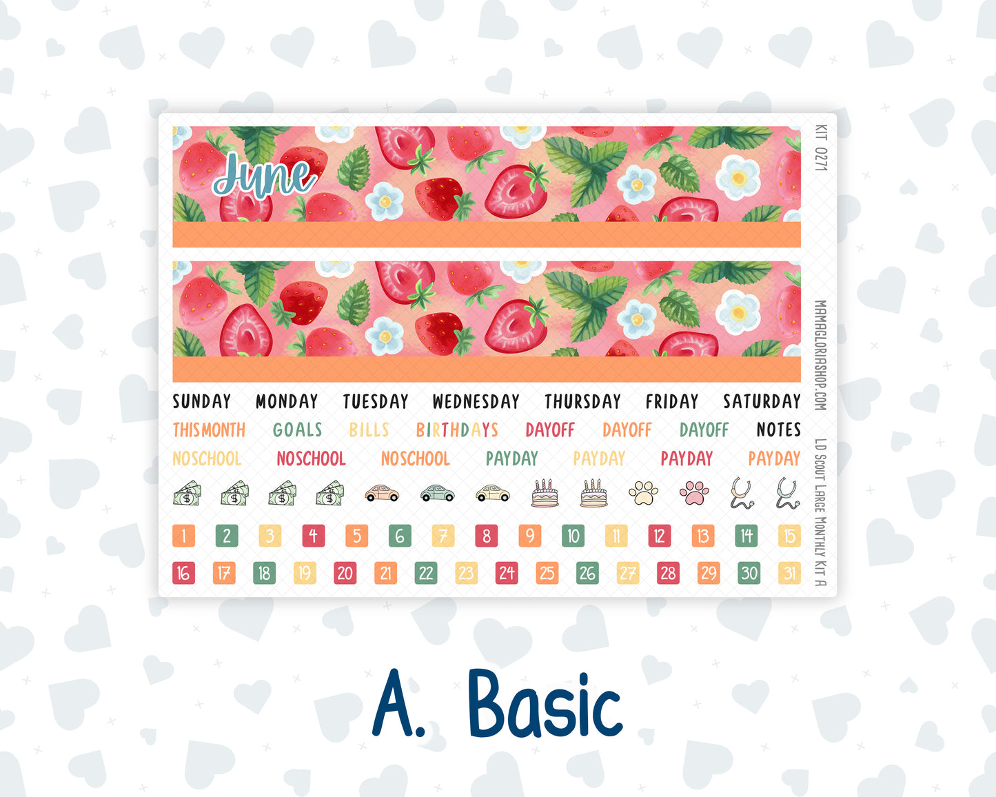 Kit 0271 - Laurel Denise The Scout Planner Large - Monthly Kit - June - Strawberry Shore