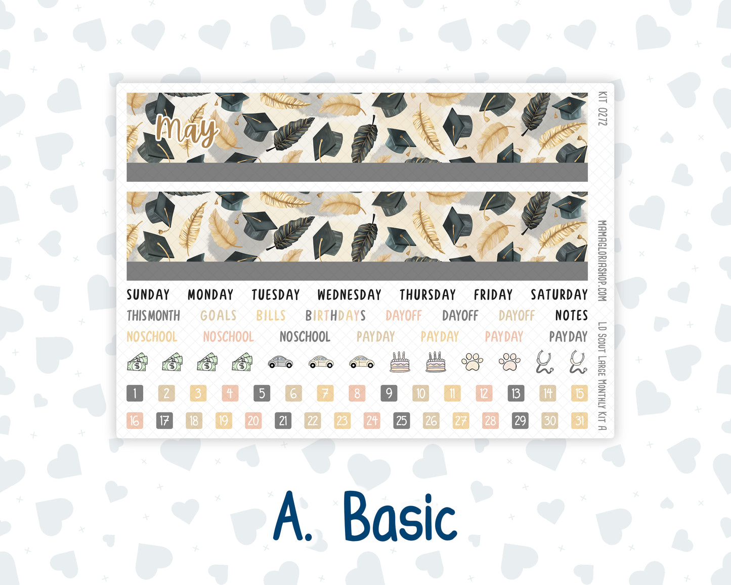 Kit 0272 - Laurel Denise The Scout Planner Large - Monthly Kit - May - Graduation