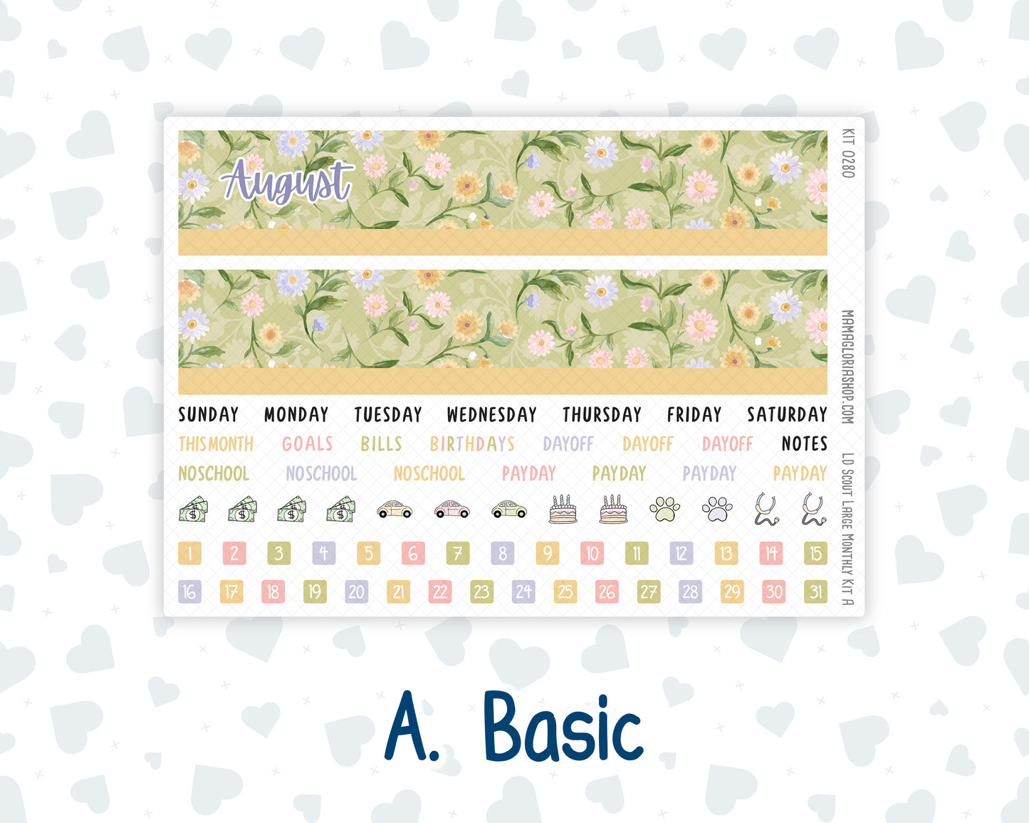 Kit 0280 - Laurel Denise The Scout Planner Large - Monthly Kit - Half Past Six In August