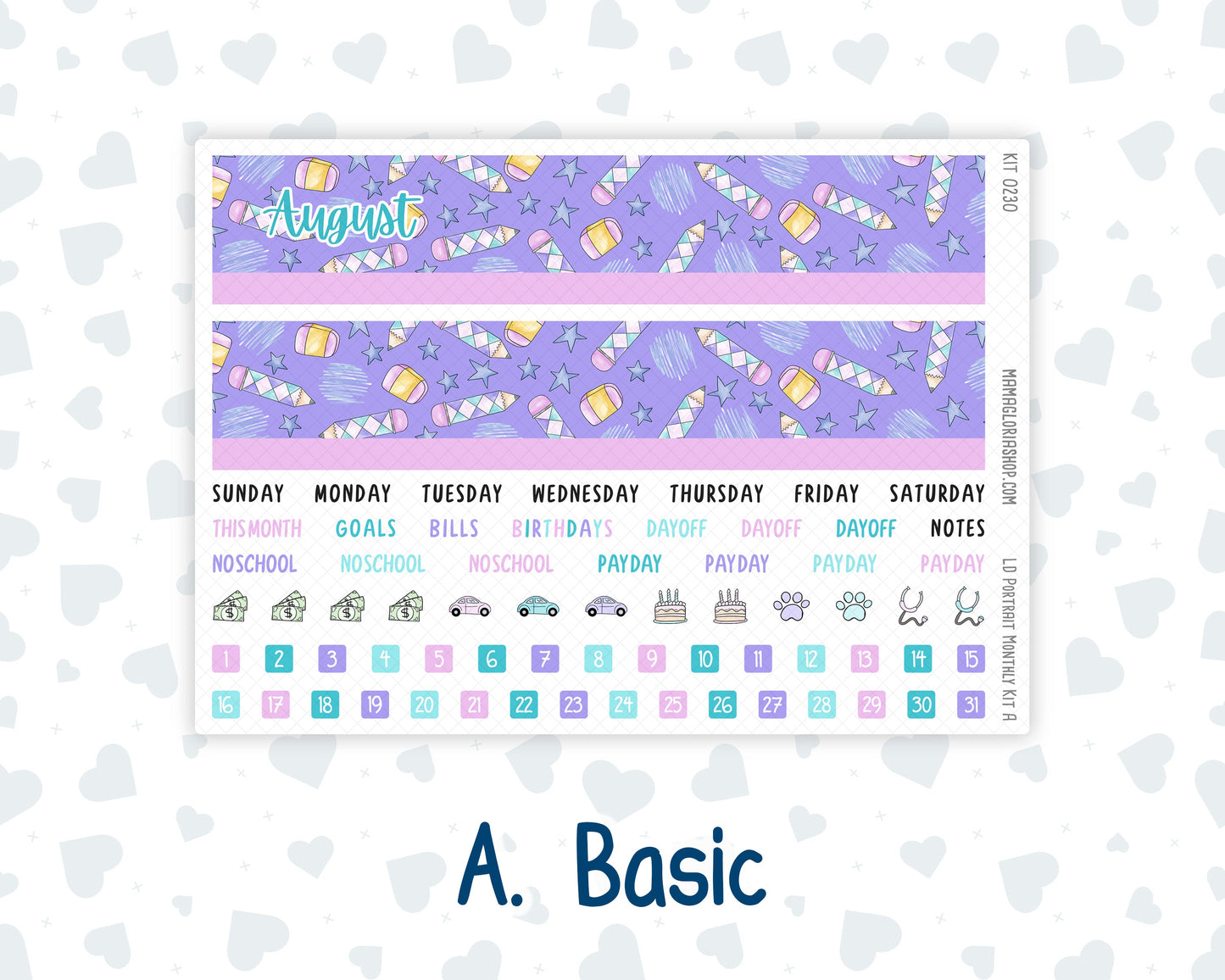 Kit 0230 - Laurel Denise Portrait - Monthly Kit - August - School Daze