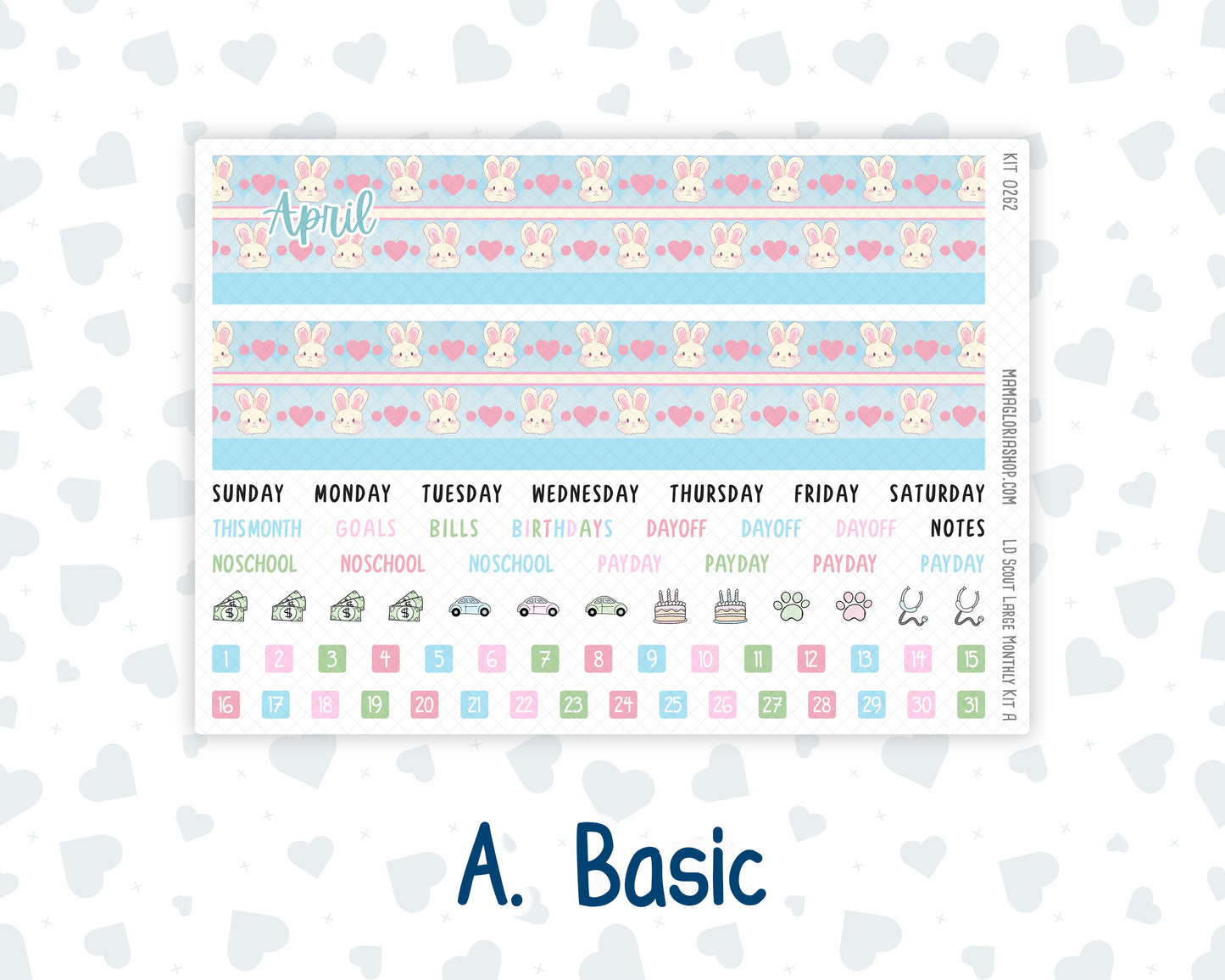 Kit 0262 - Laurel Denise The Scout Planner Large - Monthly Kit - April - Spring Puffs
