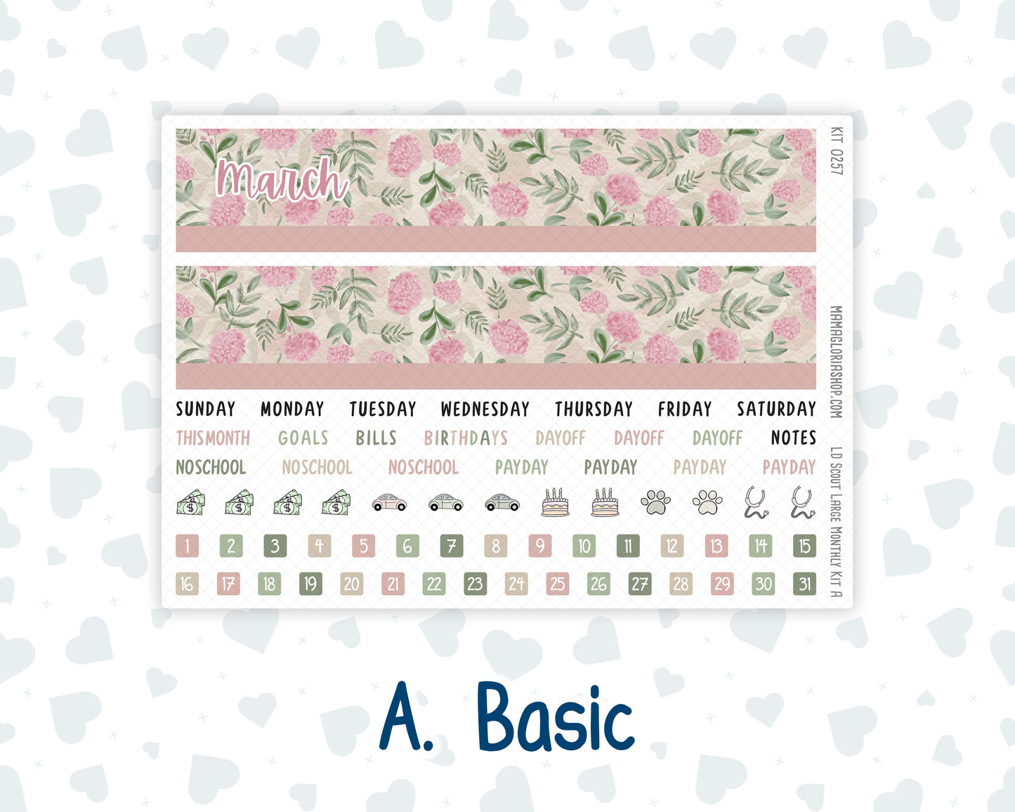 Kit 0257 - Laurel Denise The Scout Planner Large - Monthly Kit - March - Blush Garden
