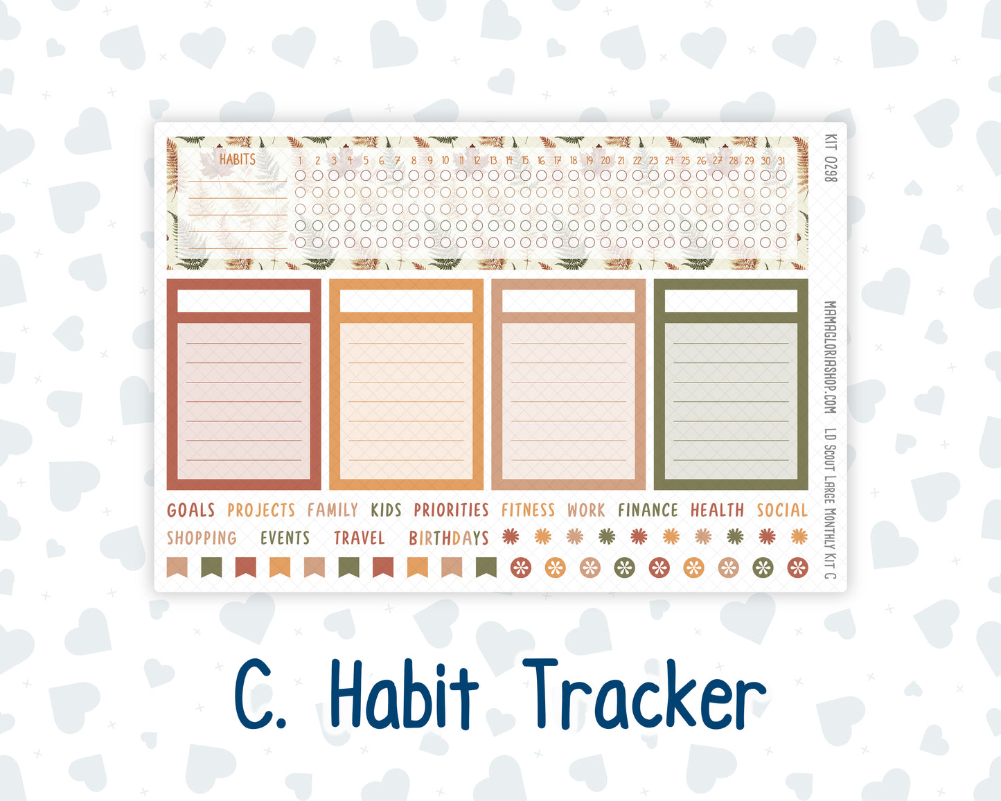 Kit 0298 - Laurel Denise The Scout Planner Large - Monthly Kit - October - Velvet Bloom
