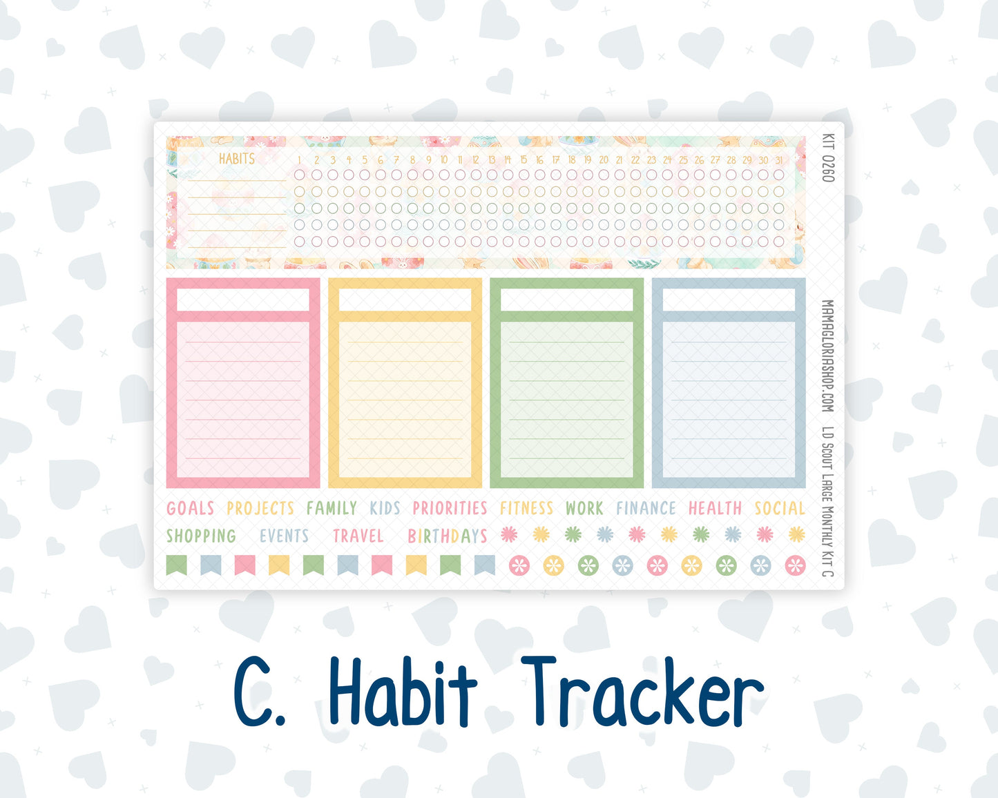 Kit 0260 - Laurel Denise The Scout Planner Large - Monthly Kit - April - Pastel Egg Hunt