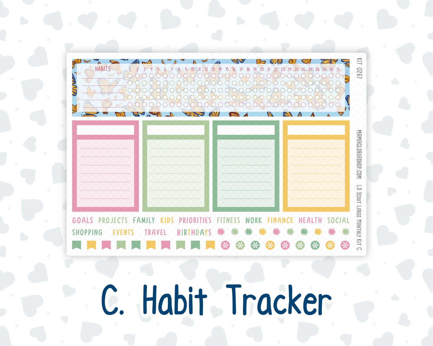 Kit 0267 - Laurel Denise The Scout Planner Large - Monthly Kit - May - Flowers For Mama