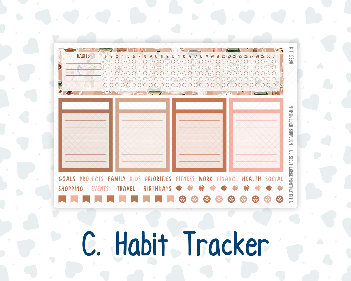 Kit 0296 - Laurel Denise The Scout Planner Large - Monthly Kit - September - Coffee Break