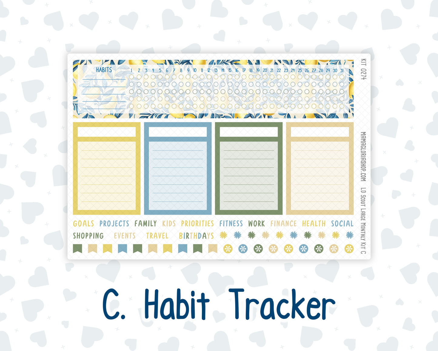 Kit 0274 - Laurel Denise The Scout Planner Large - Monthly Kit - July - Sunny Lemon Shore