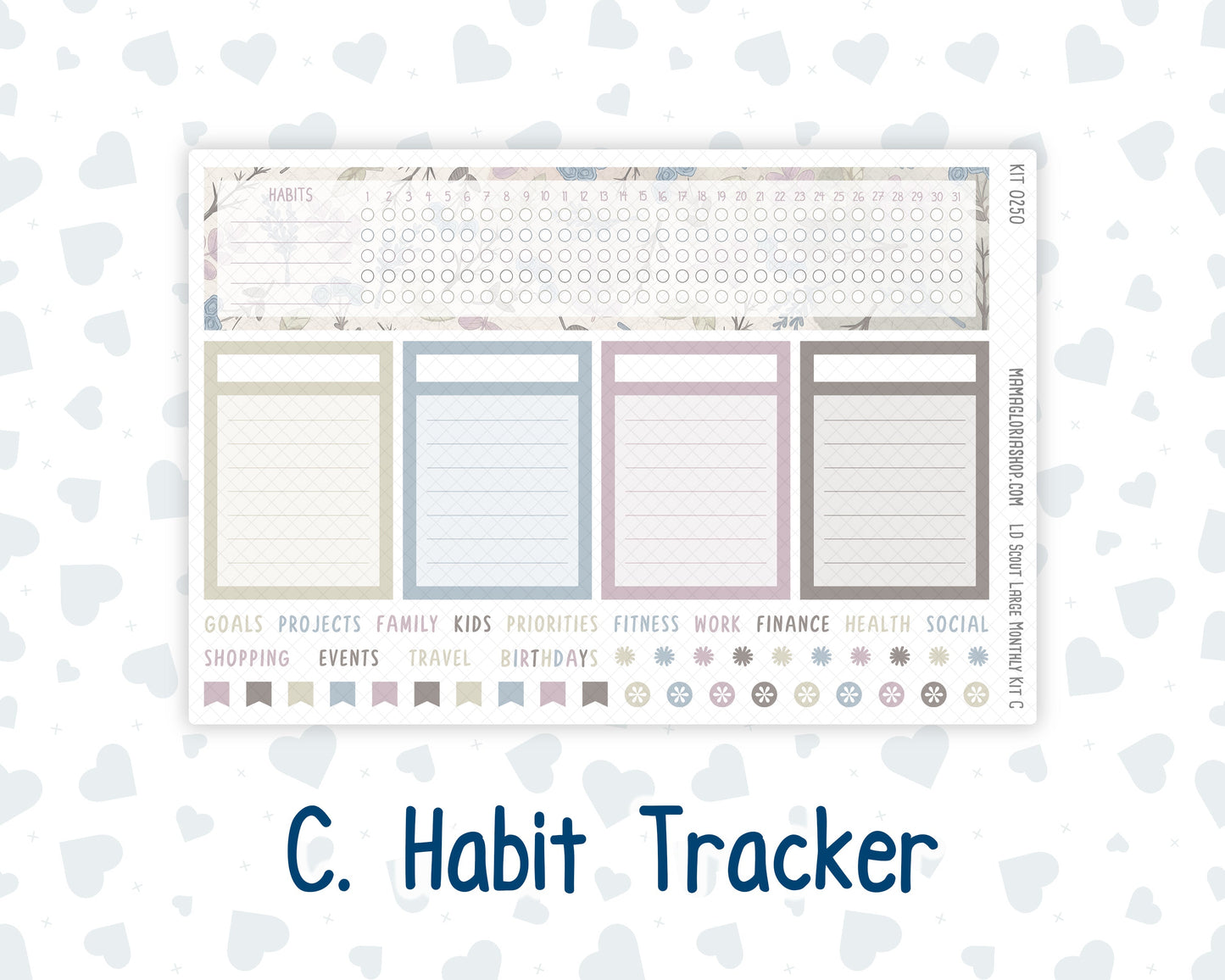 Kit 0250 - Laurel Denise The Scout Planner Large - Monthly Kit - Quiet January