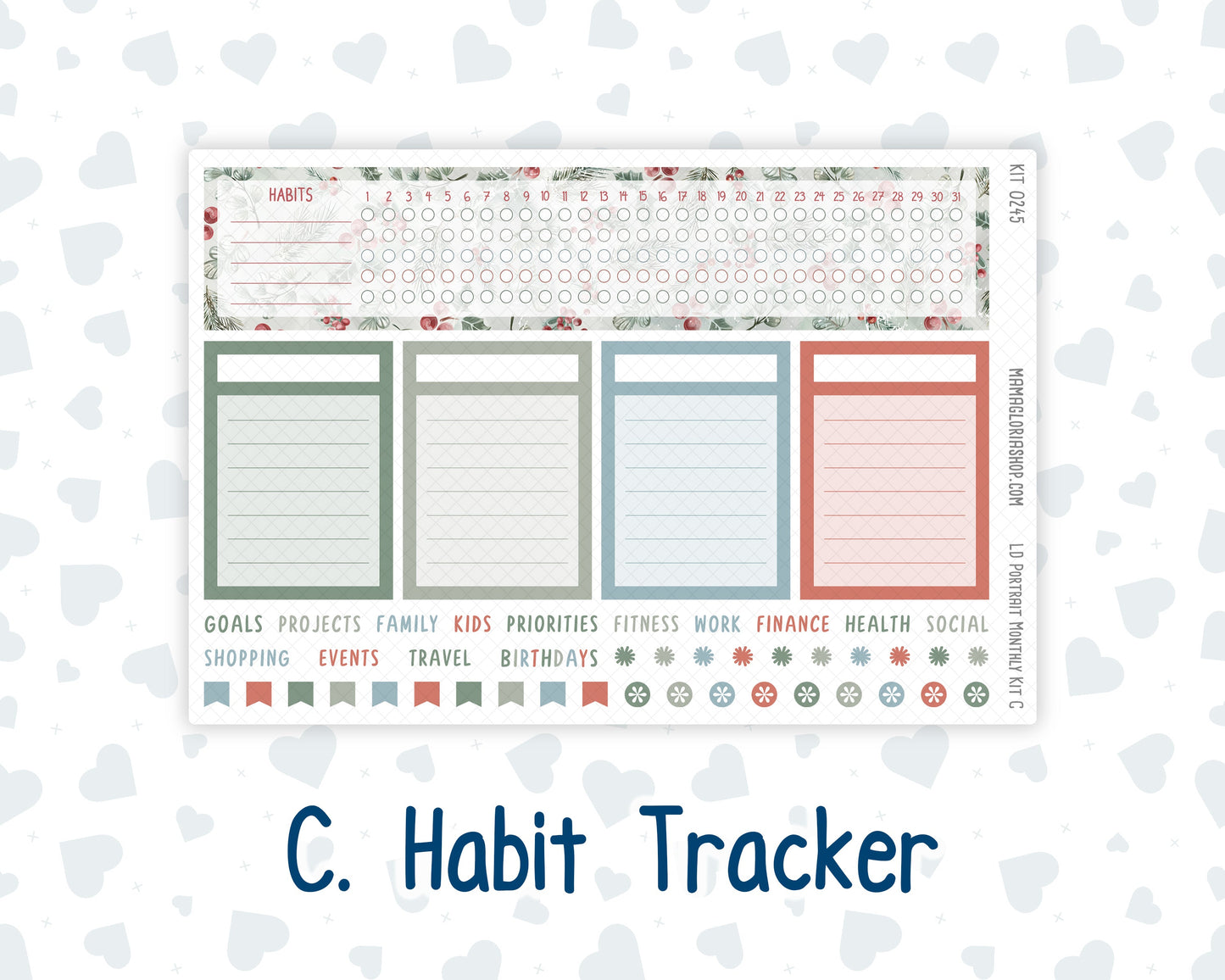 Kit 0245 - Laurel Denise Portrait - Monthly Kit - December - Vintage Christmas