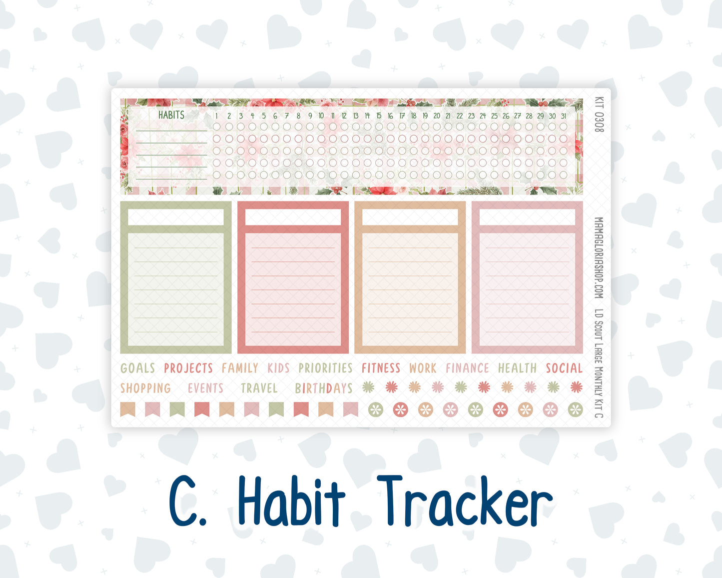 Kit 0308 - Laurel Denise The Scout Planner Large - Monthly Kit - December - Knit & Holly