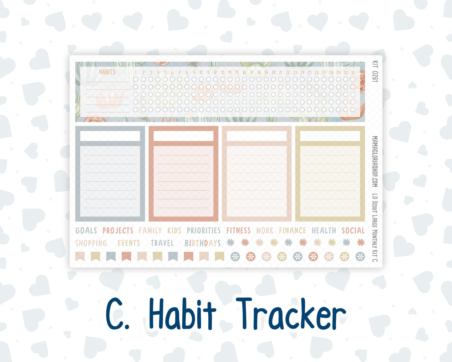 Kit 0261 - Laurel Denise The Scout Planner Large - Monthly Kit - April - Llama Spring
