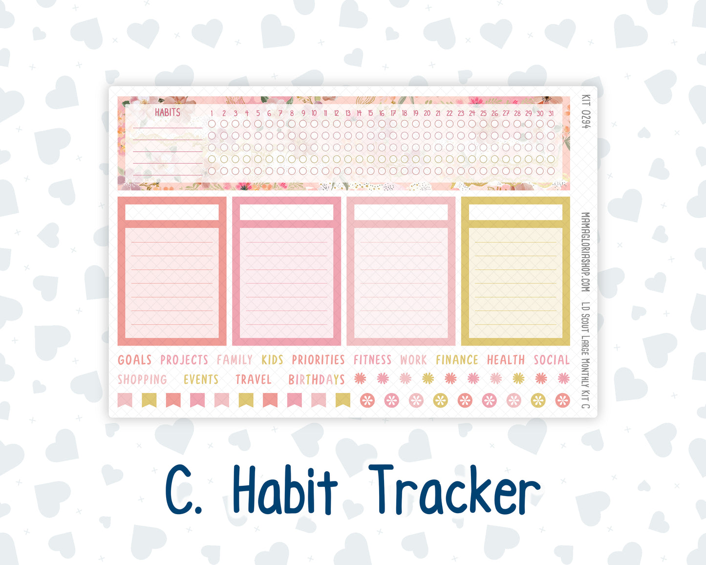 Kit 0294 - Laurel Denise The Scout Planner Large - Monthly Kit - September - Rosy Reveria