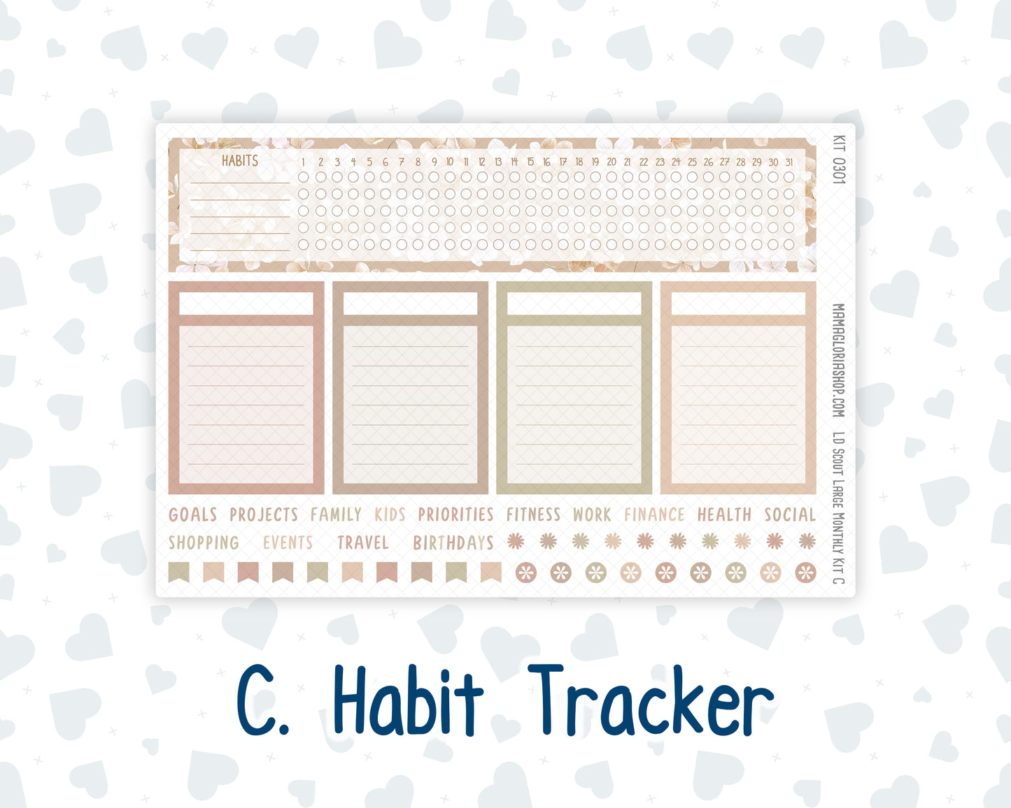 Kit 0301 - Laurel Denise The Scout Planner Large - Monthly Kit - November - Sunday Comfort