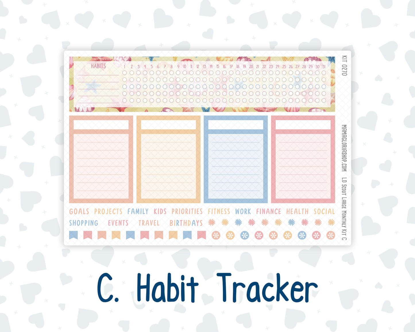 Kit 0270 - Laurel Denise The Scout Planner Large - Monthly Kit - June - Beachside Bliss
