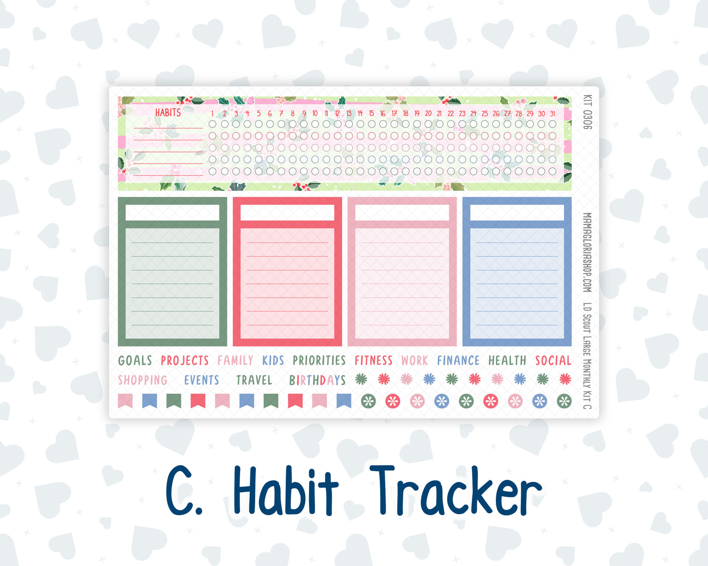Kit 0306 - Laurel Denise The Scout Planner Large - Monthly Kit - December - Jolly Mischief