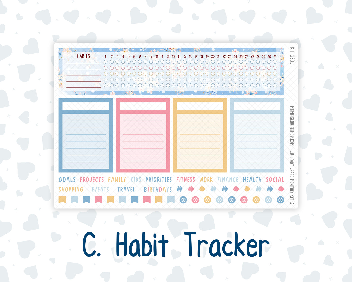Kit 0305 - Laurel Denise The Scout Planner Large - Monthly Kit - December - Sugarplum Parade