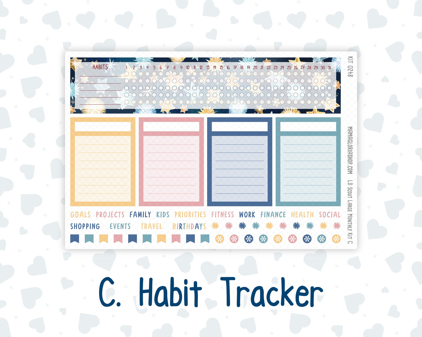 Kit 0248 - Laurel Denise The Scout Planner Large - Monthly Kit - January - Midnight Countdown