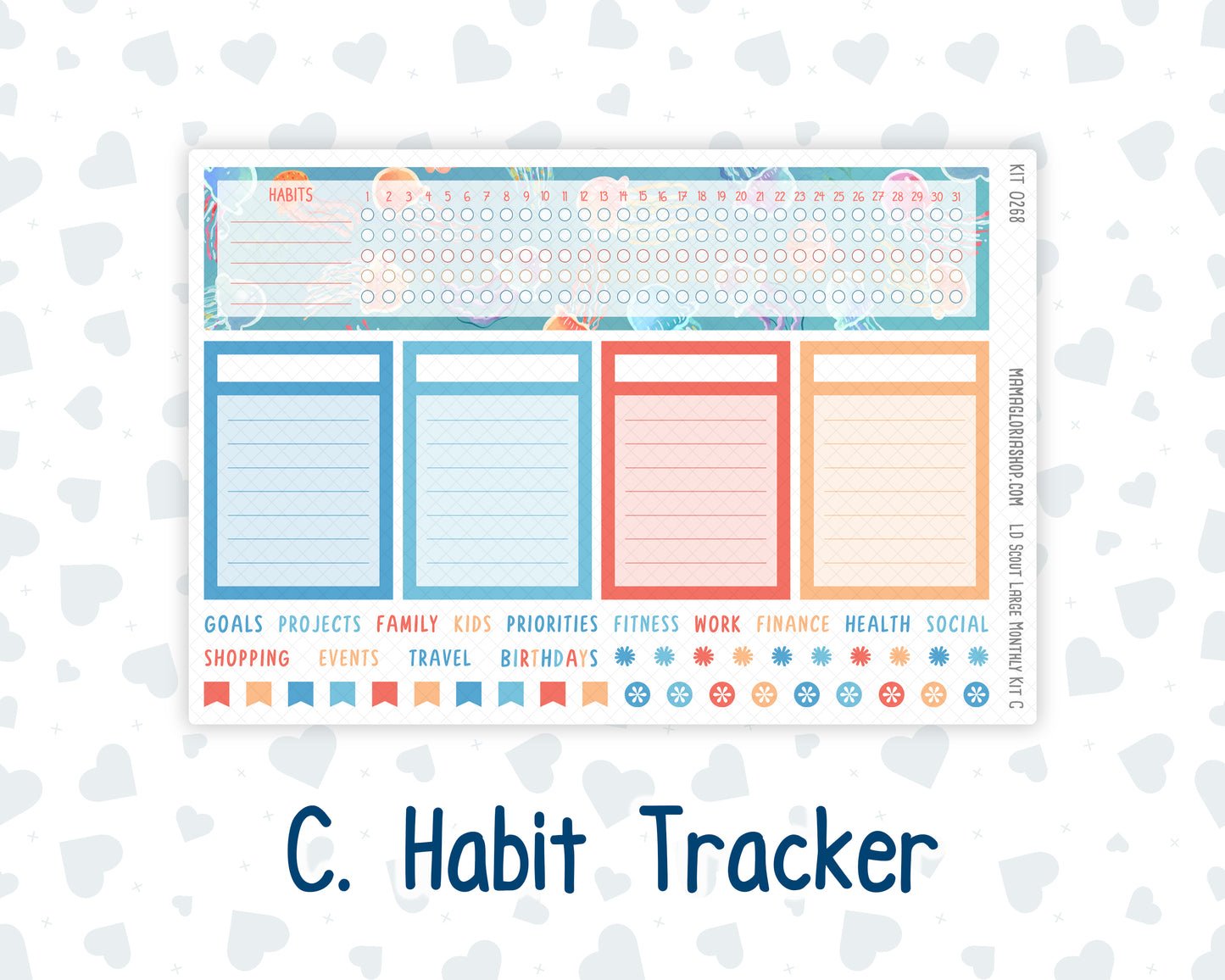 Kit 0268 - Laurel Denise The Scout Planner Large - Monthly Kit - June - Sea Sweeties