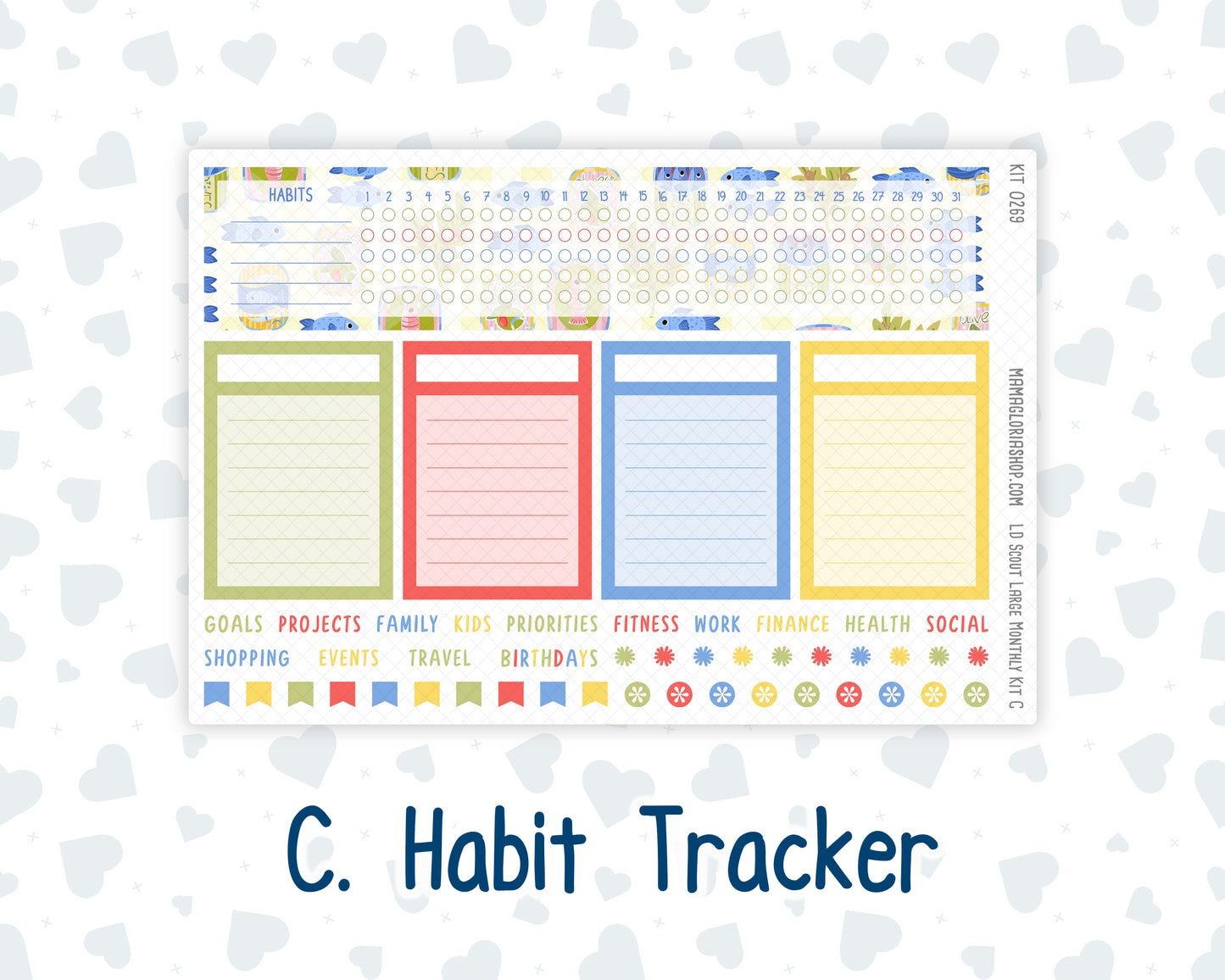Kit 0269 - Laurel Denise The Scout Planner Large - Monthly Kit - June - Dolce Mare
