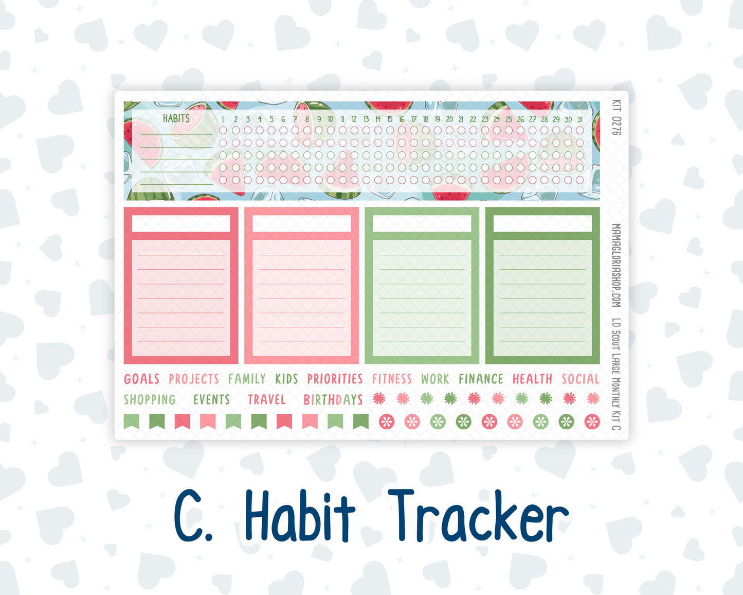 Kit 0276 - Laurel Denise The Scout Planner Large - Monthly Kit - July - Melon Crush