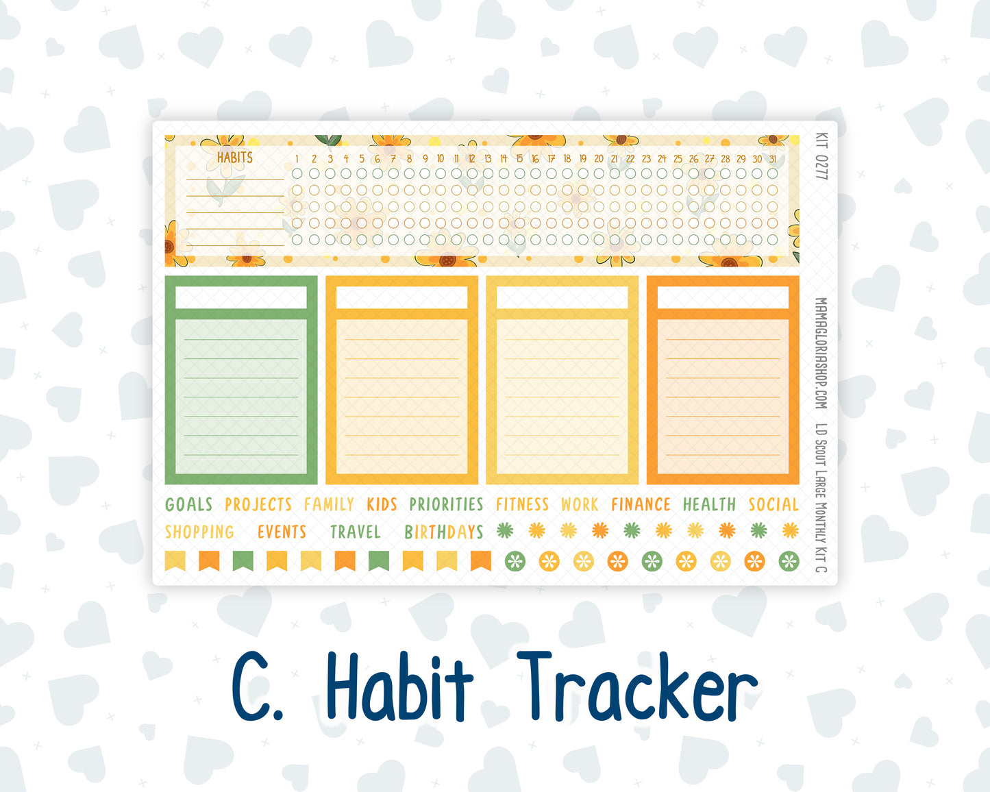 Kit 0277 - Laurel Denise The Scout Planner Large - Monthly Kit - August - Sunflower Drama Club