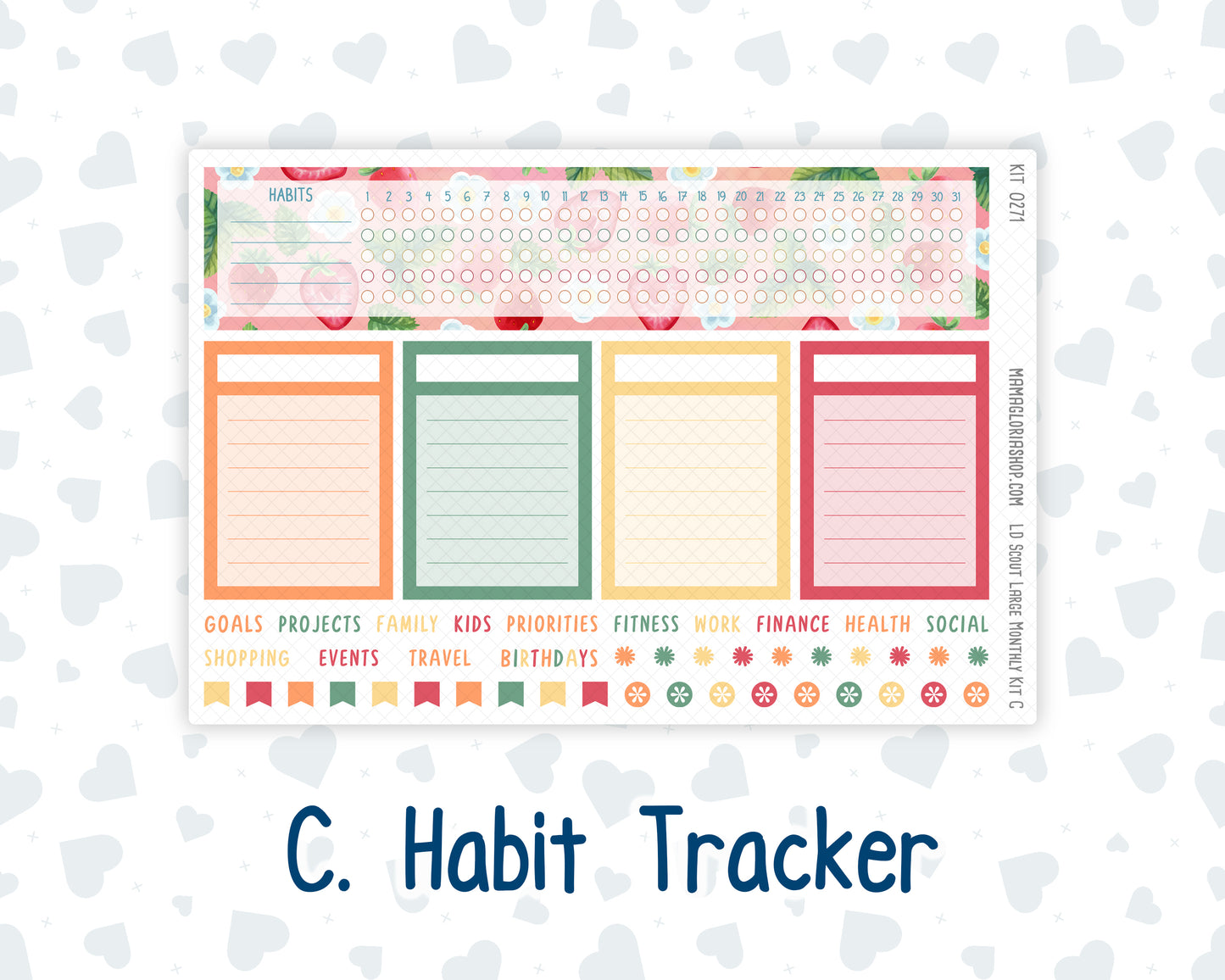 Kit 0271 - Laurel Denise The Scout Planner Large - Monthly Kit - June - Strawberry Shore
