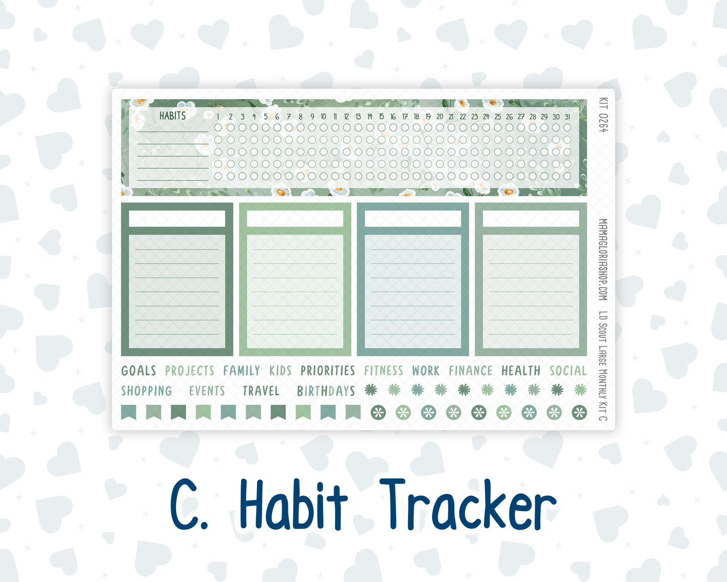 Kit 0264 - Laurel Denise The Scout Planner Large - Monthly Kit - May - Spring Walk