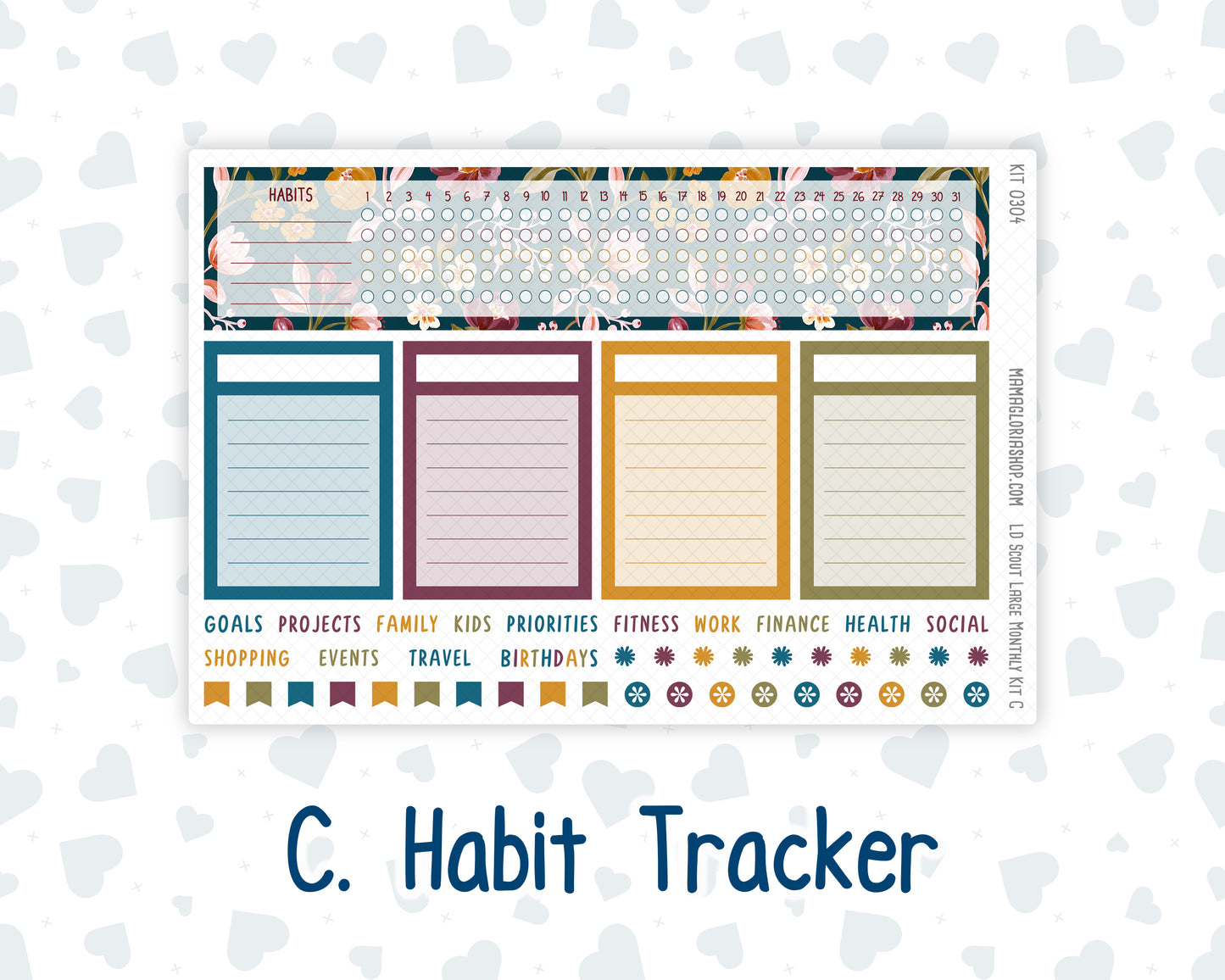 Kit 0304 - Laurel Denise The Scout Planner Large - Monthly Kit - November - Autumn In Bloom