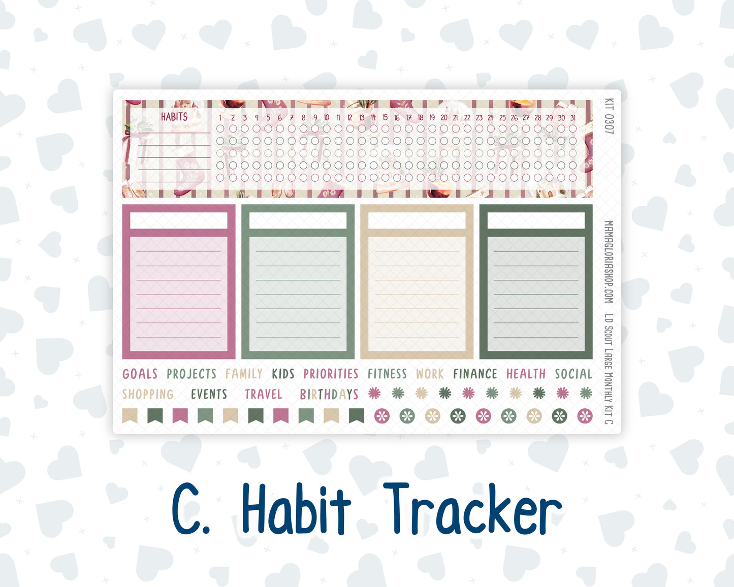 Kit 0307 - Laurel Denise The Scout Planner Large - Monthly Kit - December - Velvet Hearth