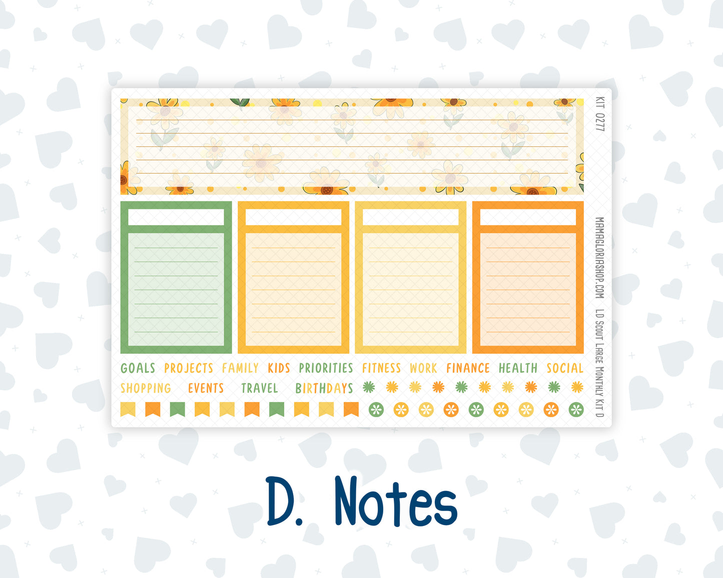 Kit 0277 - Laurel Denise The Scout Planner Large - Monthly Kit - August - Sunflower Drama Club