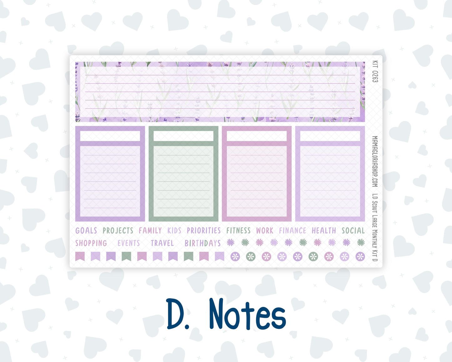 Kit 0263 - Laurel Denise The Scout Planner Large - Monthly Kit - April - Lavender Drift