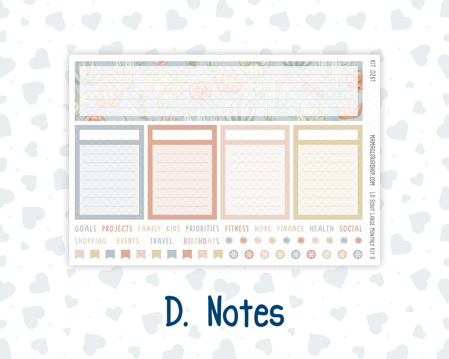 Kit 0261 - Laurel Denise The Scout Planner Large - Monthly Kit - April - Llama Spring